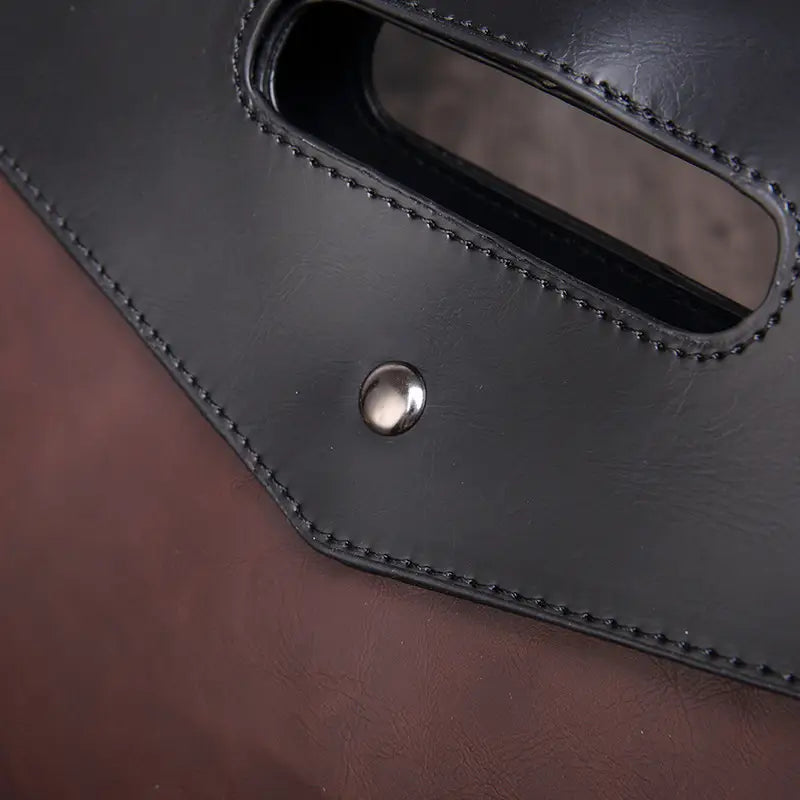 Men’s Leather Wristlet Clutch Bag with Magnetic Closure for United States Buyers