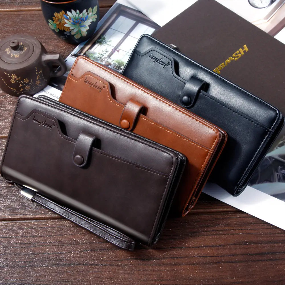 PU Leather Wallet with Zipper and Multiple Compartments for US CHF