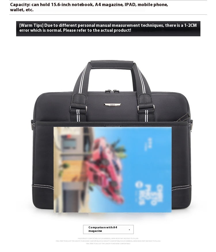 Black Oxford Cloth 16 Inch Waterproof Business Travel Men’s Handbag