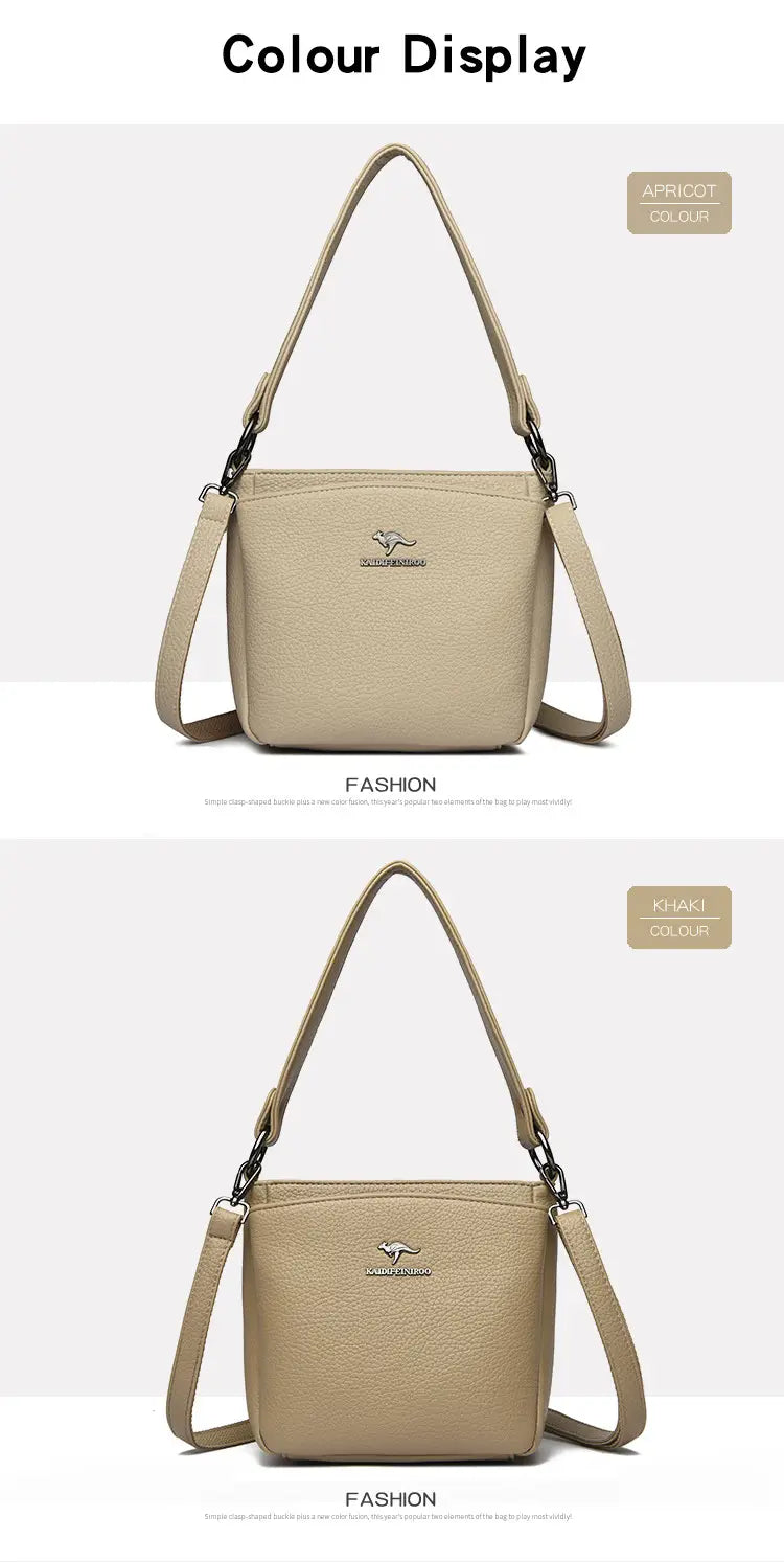 Rucsac cu valiză cu găleată din piele moale cu buzunar telefonic mai multe culori