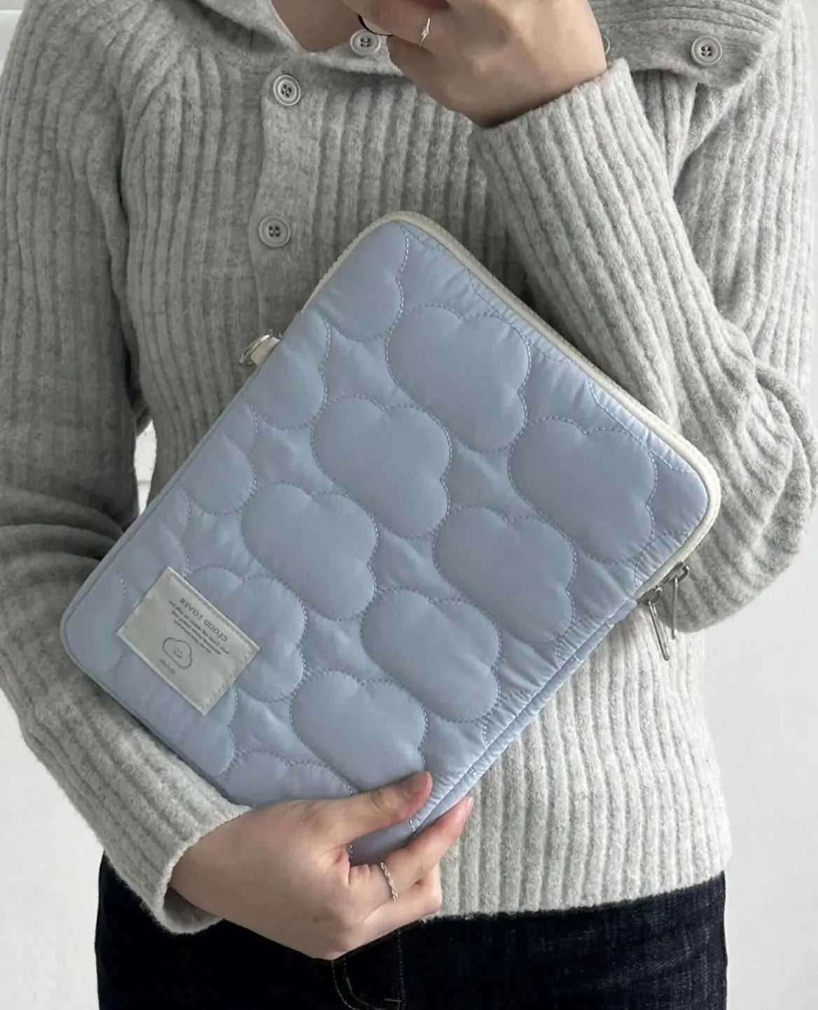 Mânecă de laptop alb și albastru pentru femei pentru calculatoare de 11 până la 15,6 inci