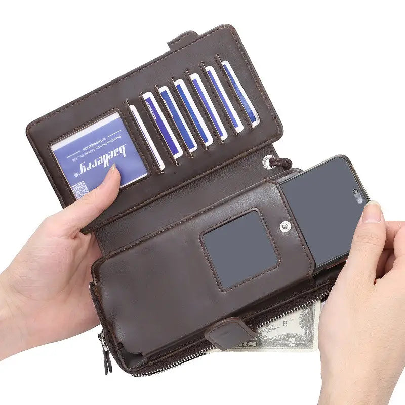 Men’s PU Leather Wallet in Dark Coffee or Light Brown for United States Buyers