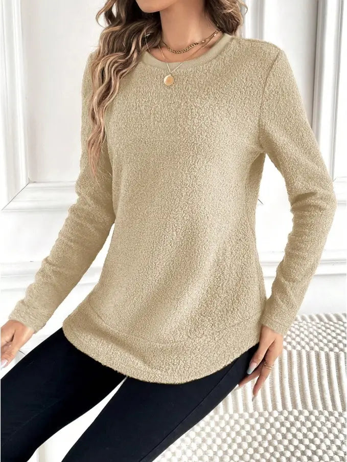 Muineál cruinn muinchille fada barr na mban donn donn léine poileistir ócáideach