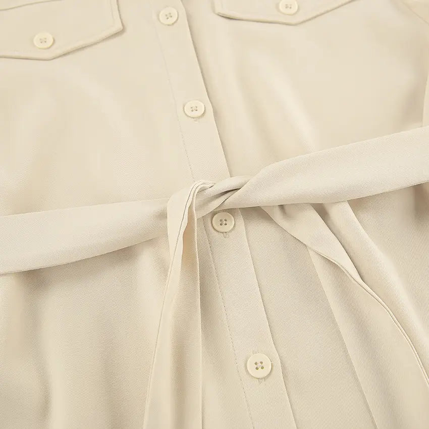 Robe épaule à manches longues kaki Jupe décontractée en polyester pour femmes S-xl