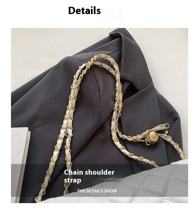 Large Capacity Shoulder Bag in Black or White with Diamond Embroidery Thread