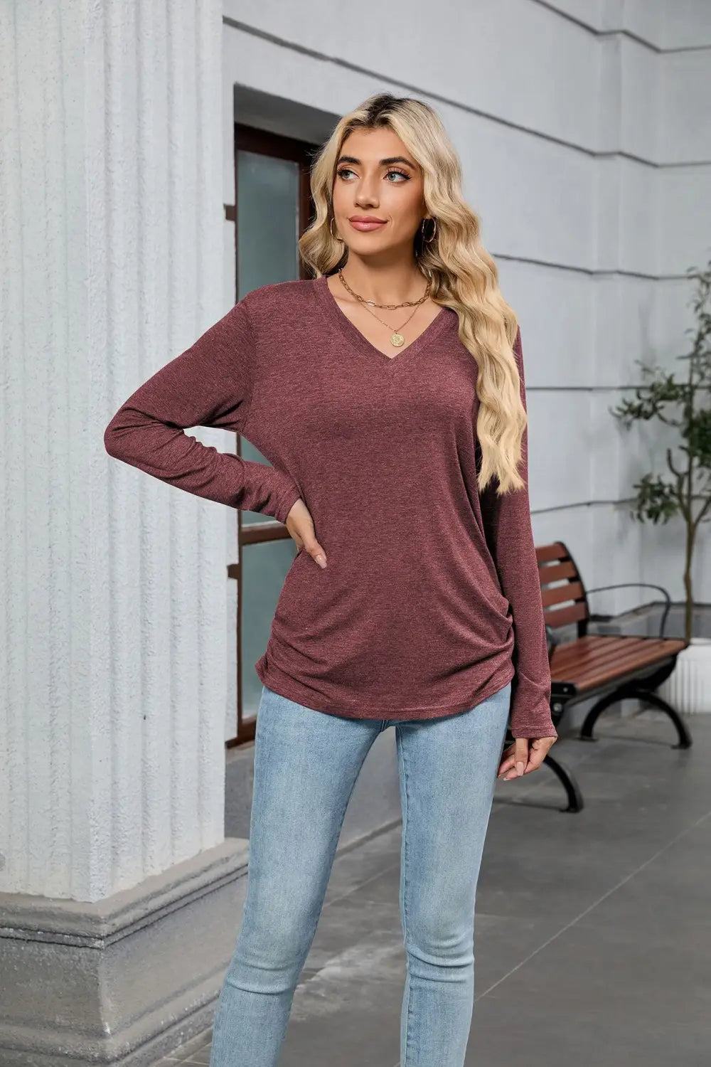 Frauen gefalteter Pullover Pullover personalisierte Farben Casual Workwear S-XXL