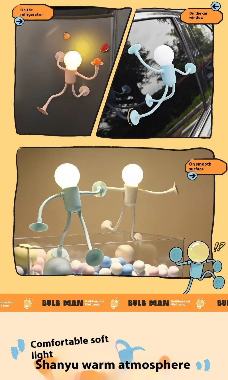 Mini Vacuum Adsorption Night Light with Button Battery Table Decoration