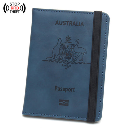 Anti-magnetic Australia Passport Case Multiple Card Slots Rubber Band Strap Passport Jacket - Stay Magnetic Free