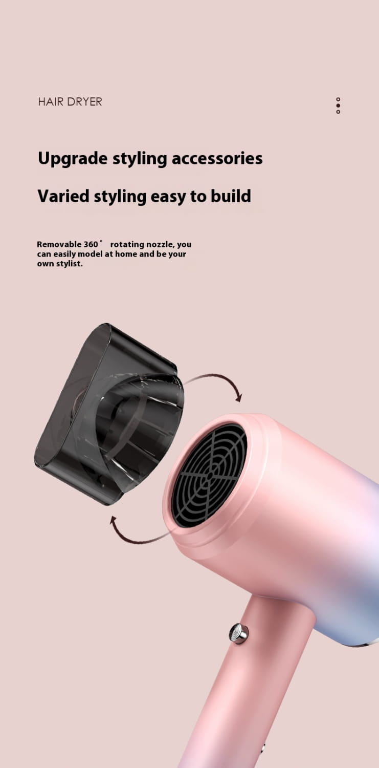 High Power Electric Hair Dryer Household with Gradient Purple and Blue Light