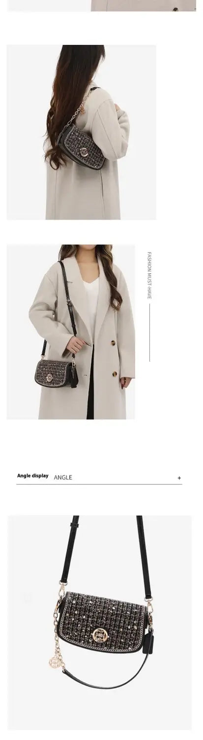 Zwarte ketting schoudertas pu lederen crossbody portemonnee voor reizen en vrije tijd