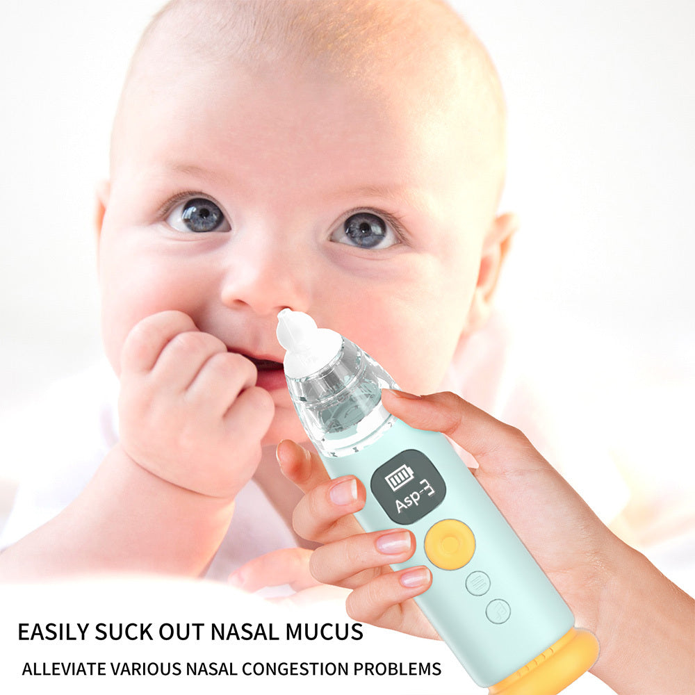 Electric Baby Nasal Aspirator Infants Nose Sucker 3 Suction Levels Low Noise Anti-backflow Nose Cleaner With 3pcs