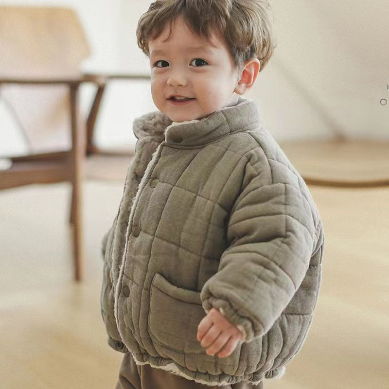 Winter Infant Fleece-lined Long Sleeve Cotton Coat