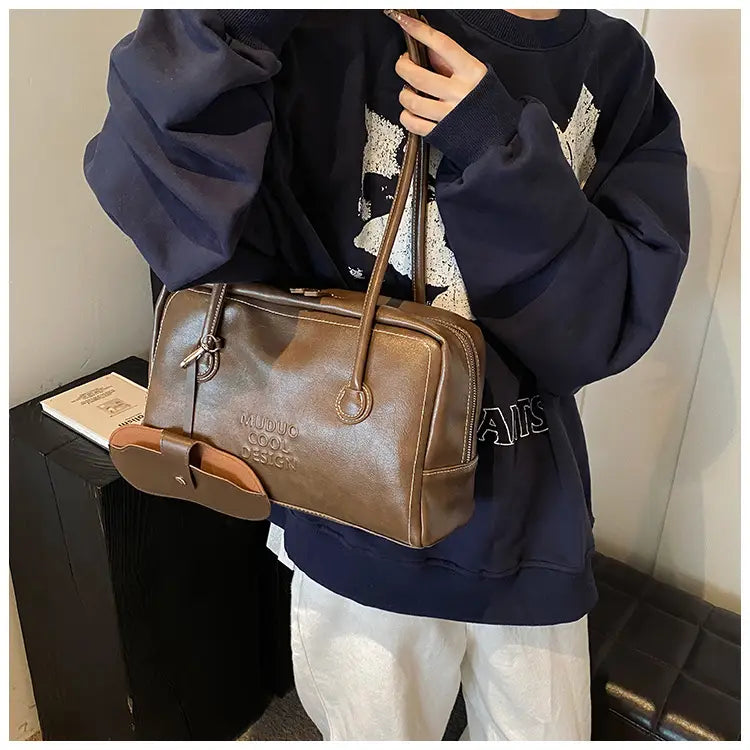 Casual Tote Bag Retro Fashion Polyester Cotton Brown and Red