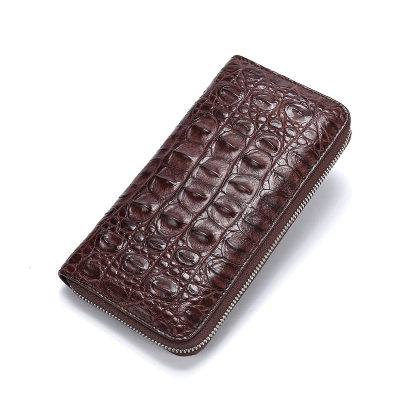 Men’s Leather Wallet with Crocodile Skin Bone Pattern in Black or Brown