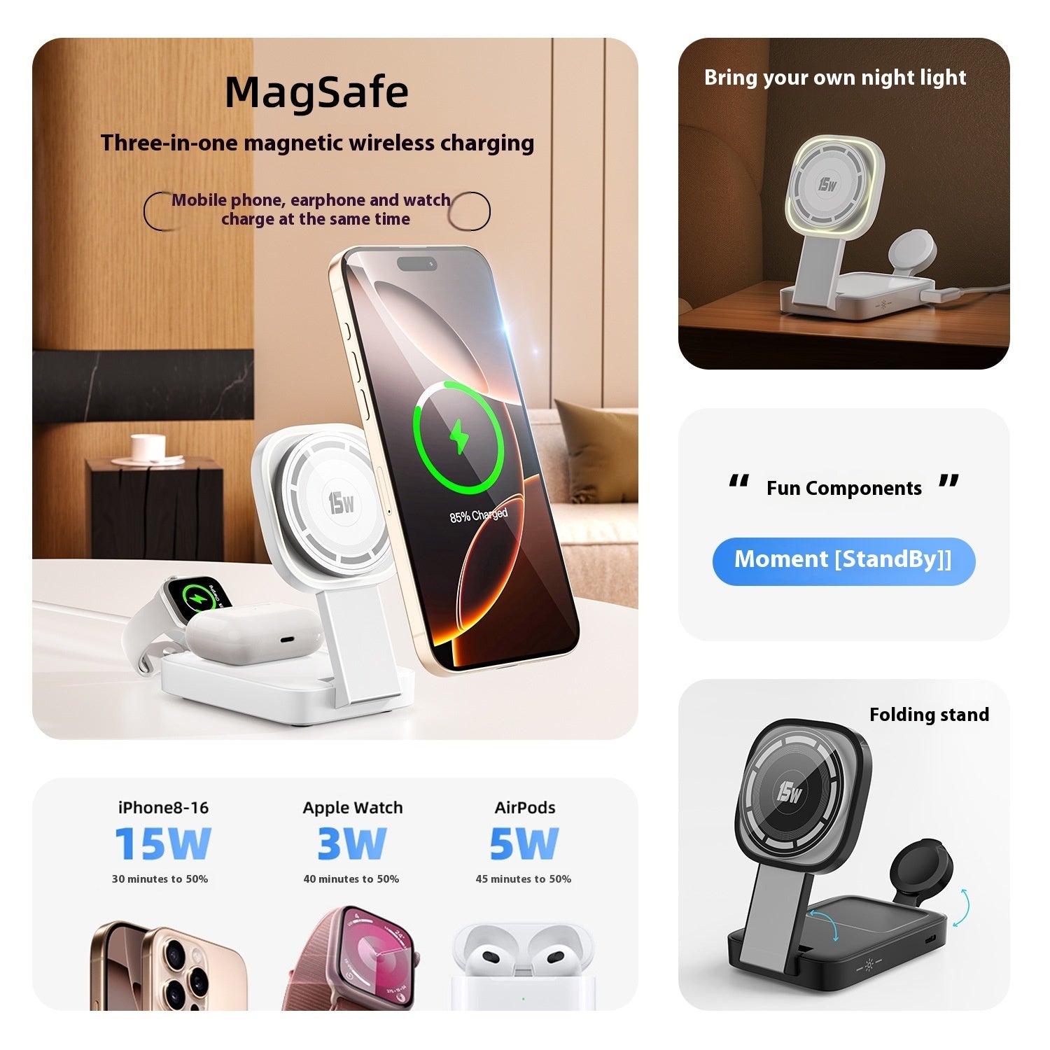 C40 Folding Mobile Phone Set with Earphones and Apple Watch Bands in US Market - Charge Your Like a Pro united states