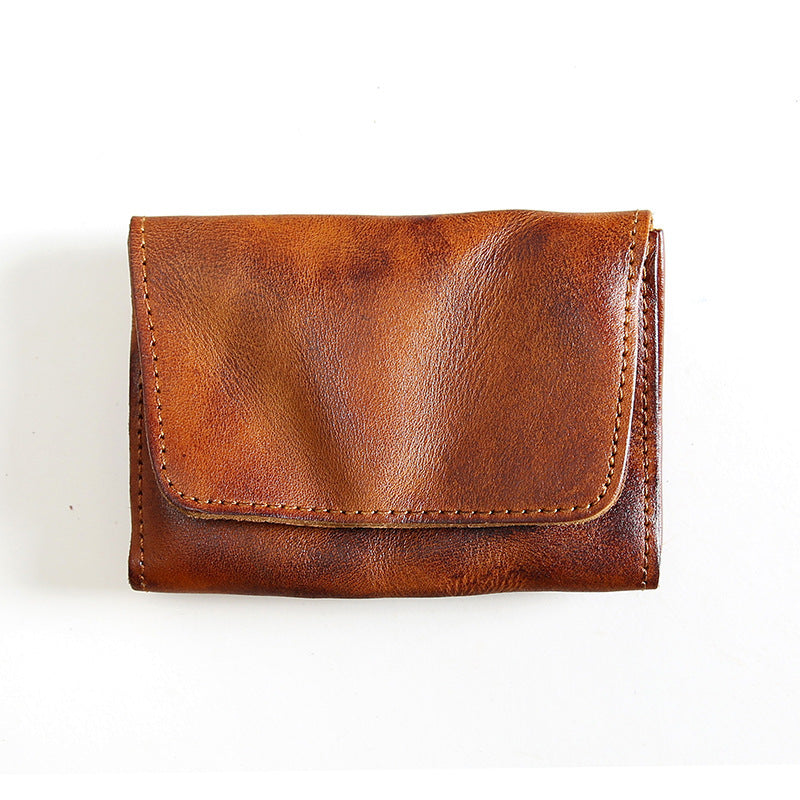 Men’s Retro Top Layer Cowhide Short Wallet - Snag a Layer Cowhide Wallet for Retro Flair