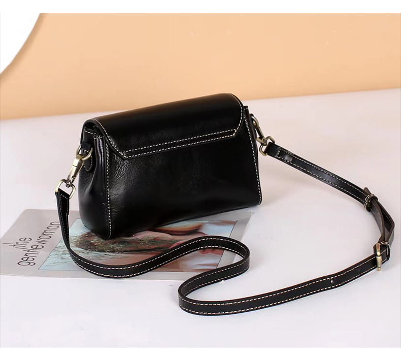 Exquisite Cowhide Small Square Bag with Internal Zipper in Stylish Simple Design