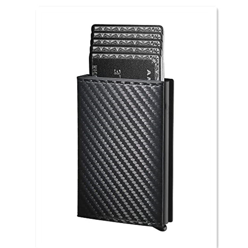 Carbon Fiber RFID Anti-theft Swiping Automatic Pop-up Card Package - Steal This Wallet If You Dare Snazzy Anti-Theft