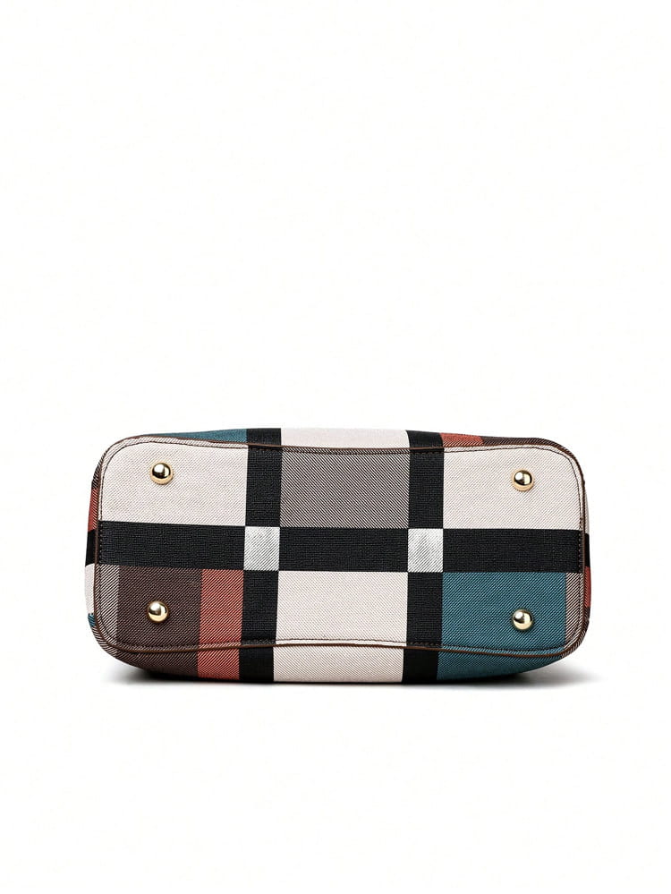 Retro Shoulder Messenger Bag Large Capacity PU Suitcase with Irregular Stitching