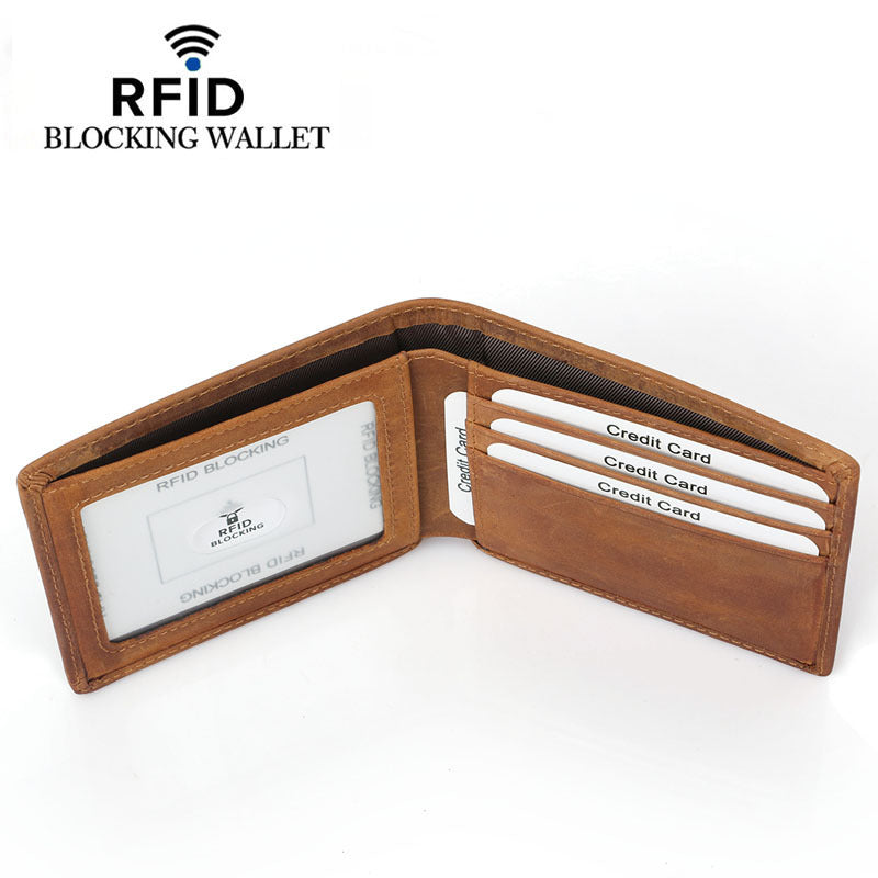 RFID Leather Bifold Retro Men’s Wallet - Sleek Wallet That Laughs at Thieves with RFID Magic