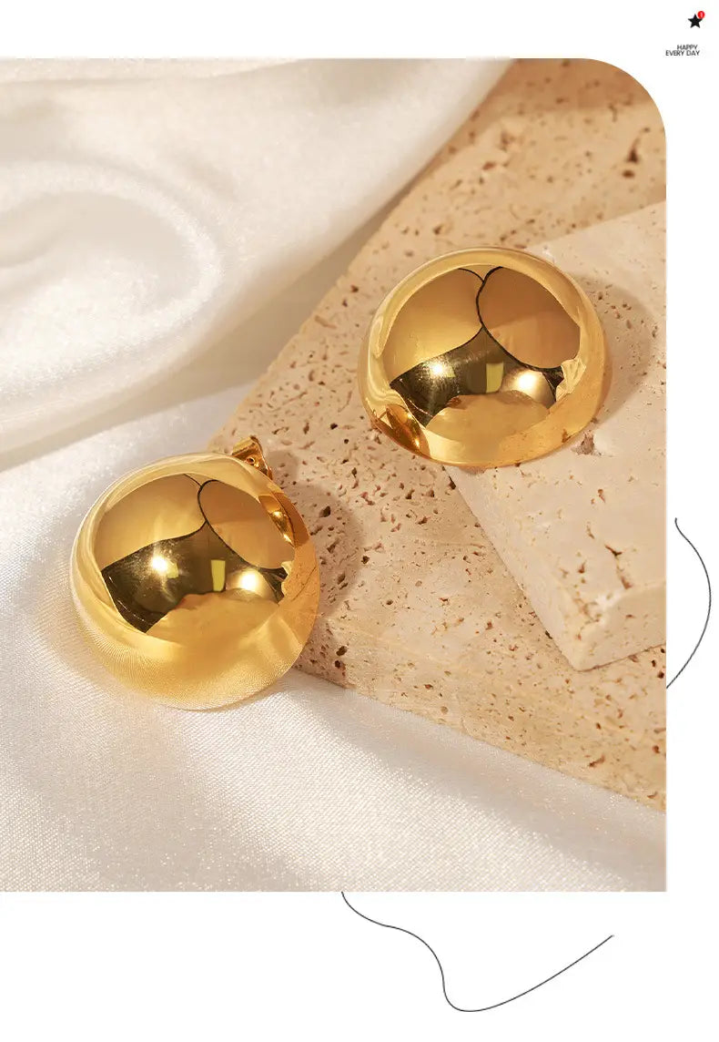 Classic Style Fashion All-match Round Earrings Titanium Steel Gold-plated Earrings For Women