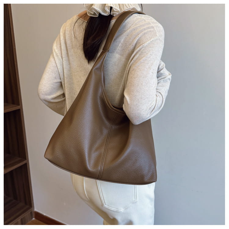 Borsa per secchio in pelle PU con tasche con cerniera borsetta di grande capacità per le donne