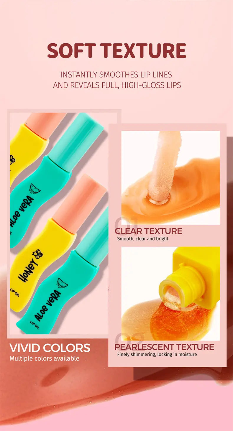Honey Aloe Lip Gloss Moisturizing Oil for Soft and Hydrated Lips
