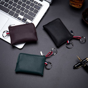 Men’s Coin Purse European And American Leather Mini Wallet Soft Leather Zip Coin Driving License Key Case Card Holder