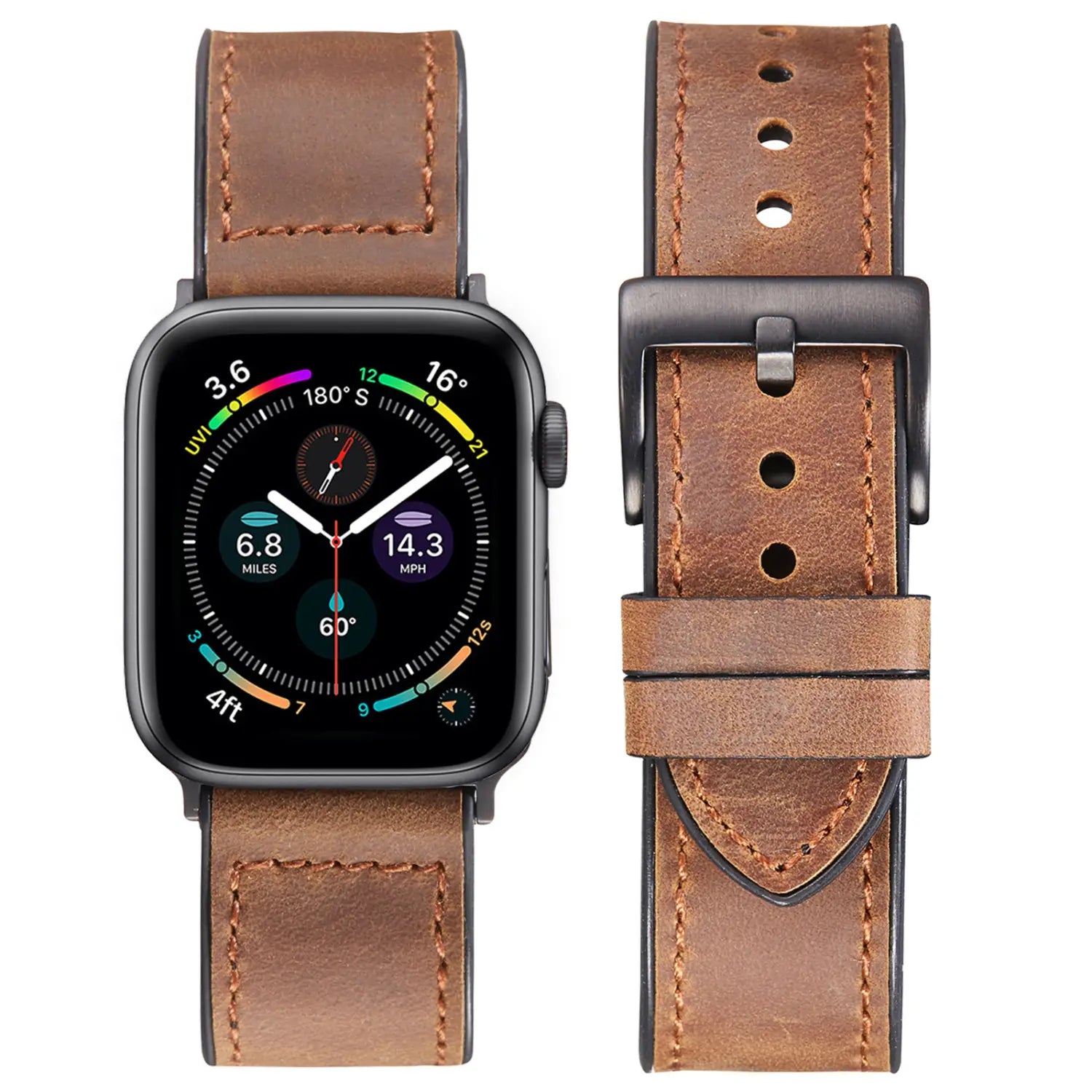 Watch Strap Silicone Patch Crazy Horse Retro Leather Thin