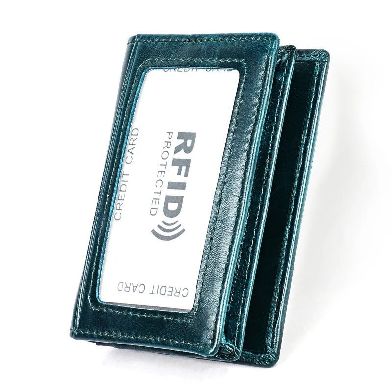 Leather Anti-magnetic RFID Anti-theft Swiping Change Document Package Card Holder - Keep Your Coins Safe with KB86