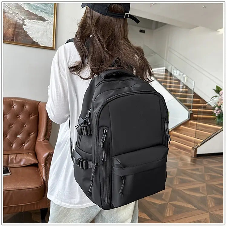 Solid Color School Rucksack Polyester Nylon Urban Umhängetasche für Männer und Frauen