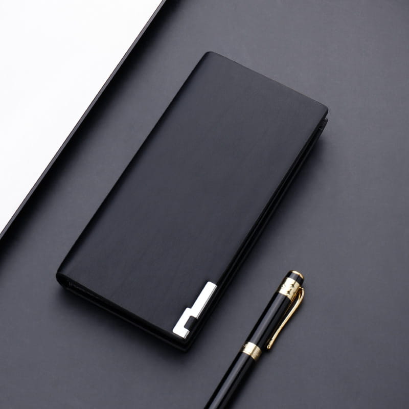 PU Leather Multi Card Money Clip Wallet with ID and Photo Slots in Blue or Black