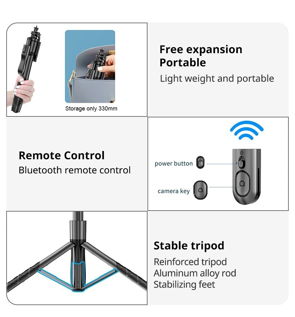 Cross-border Selfie Stick Double Fill Light Bluetooth-compatible Handheld Stabilizer Floor Telescopic Rod Stand