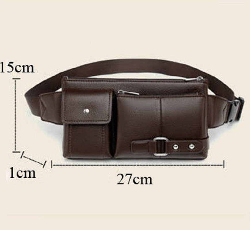 Men’s Belt Bag Classic Solid Color PU Leather Waist Bag Outdoor Leisure Travel Fanny Pack Purse - Fanny Pack for Men