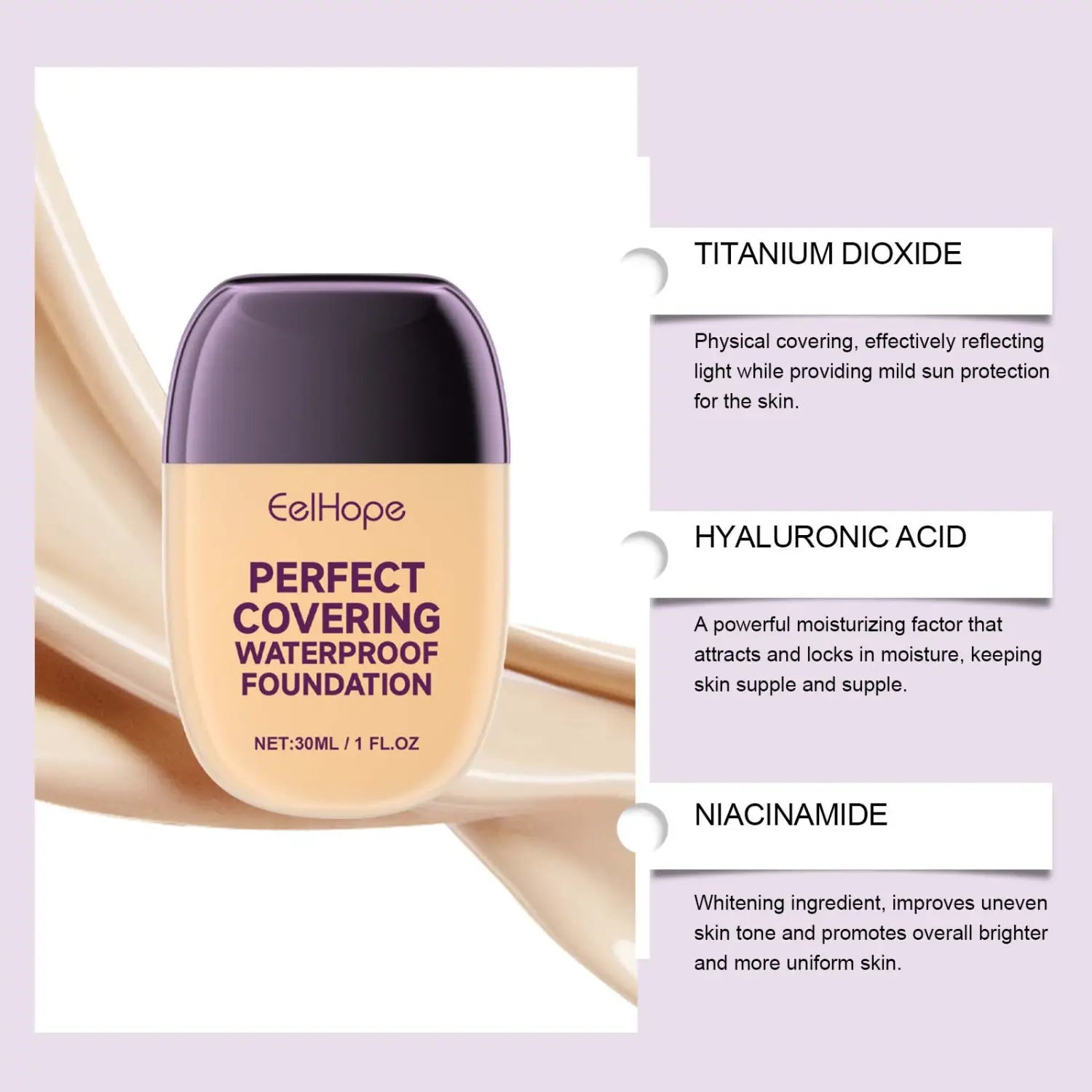 Liquid Foundation for Brightening Skin Color and Concealing Flaws 30ml