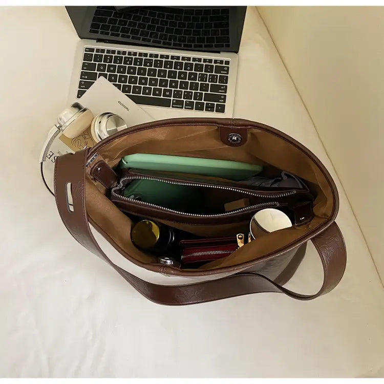 Sac d'emballage en cuir de simplicité urbaine PU Organisateur de voyage marron blanc noir