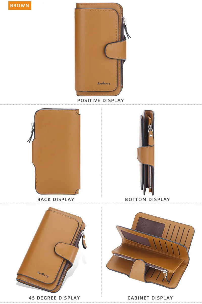 Portfel skórzany z litego koloru z poliestrową podszewką na codzienne