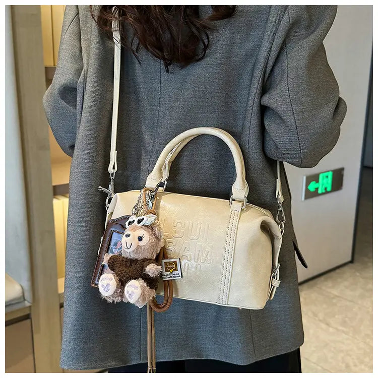 Borsa a tracolla a tracolla in pelle morbida con cerniera per donna