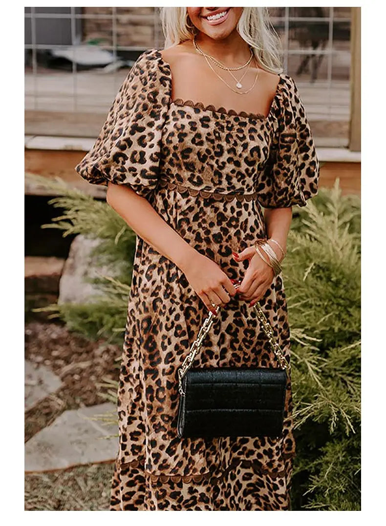 Leopard Print High Waist A-Line Skirt for Street Fashion