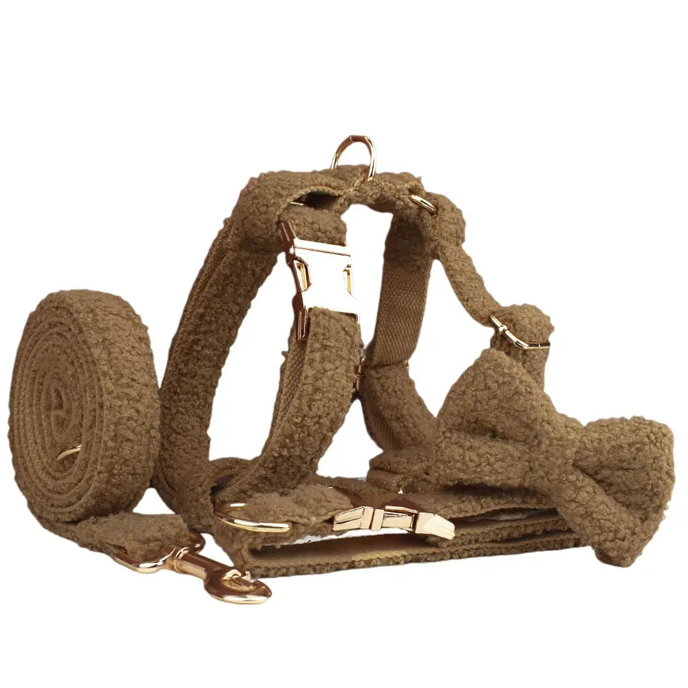 Collar de perro y correa con chaleco de arco de banda circular para mascotas