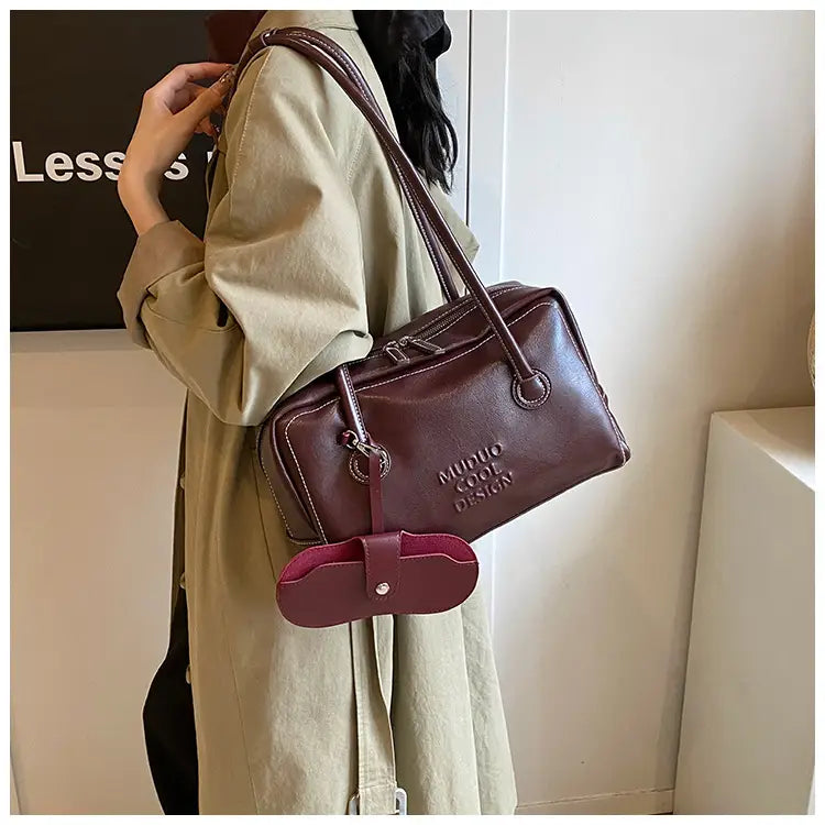 Casual Tote Bag Retro Fashion Polyester Cotton Brown and Red