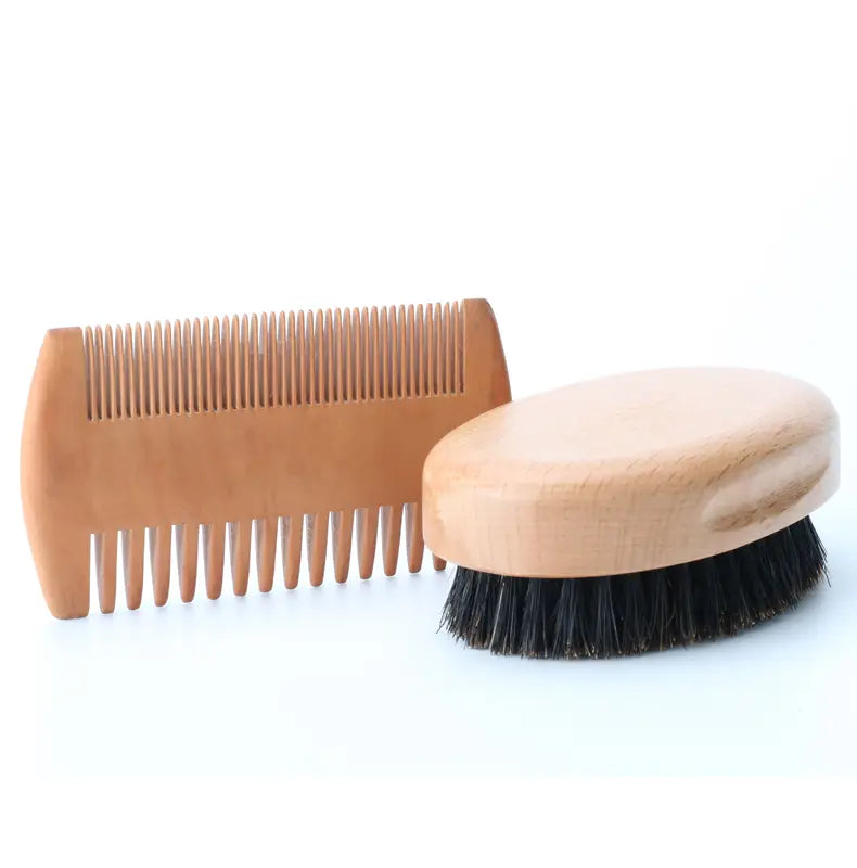 Men’s Bristles And Beard Brush Cloth Bag Combination