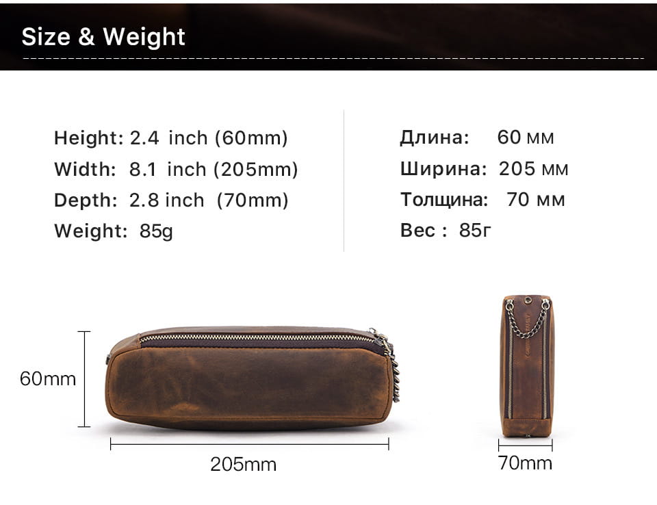 Crazy Horse Leather Wallet Unisex Medium Soft Durable Brown Style