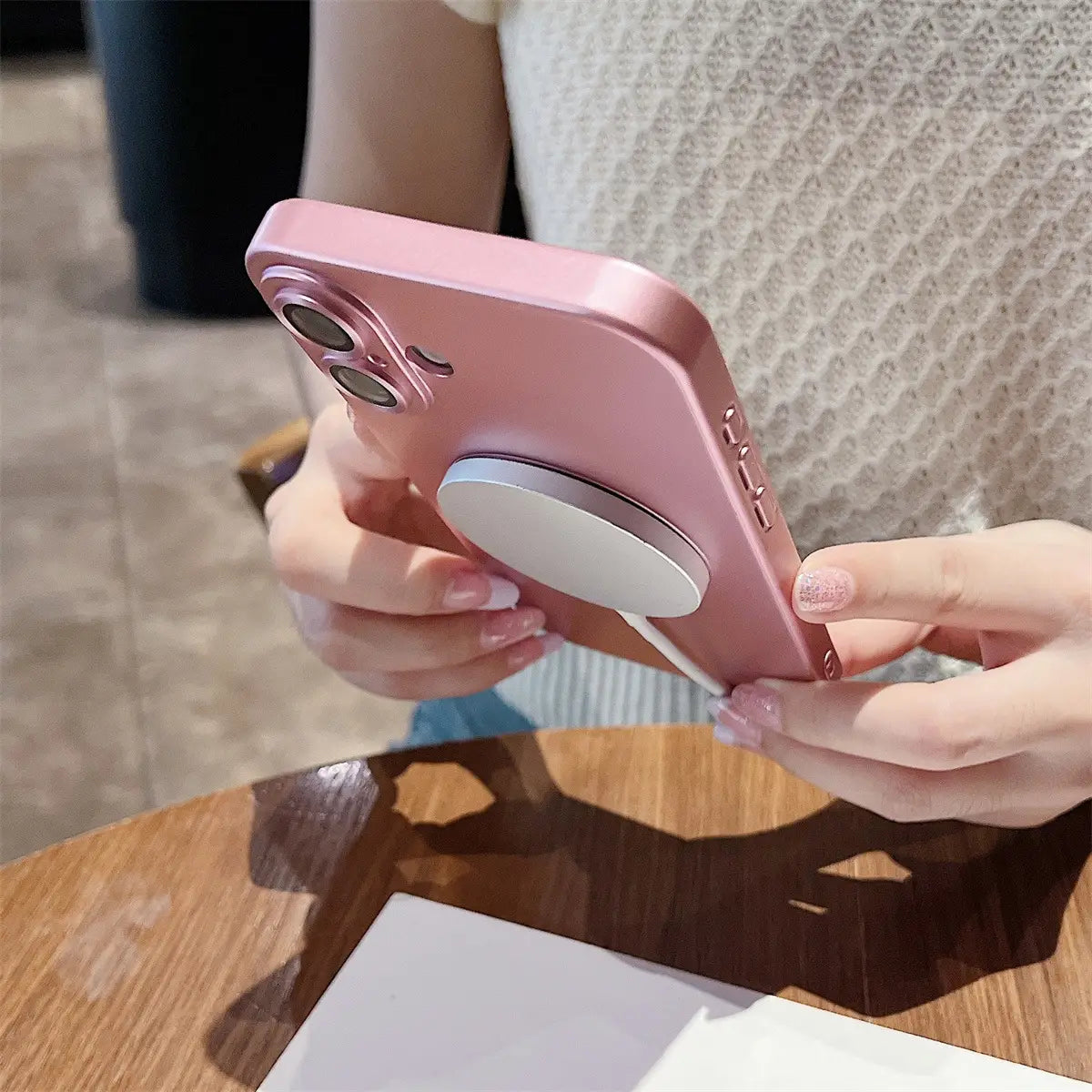 Metallic Paint Magnetic Phone Case for iPhone Non-Apple Brand Compatible