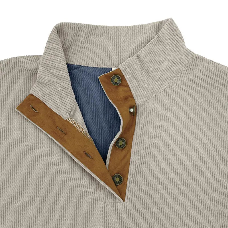 Mens Corduroy Léine Long Sleeve Long Cnaipe Ócáideach Suas Barr Polyester Plus Méid