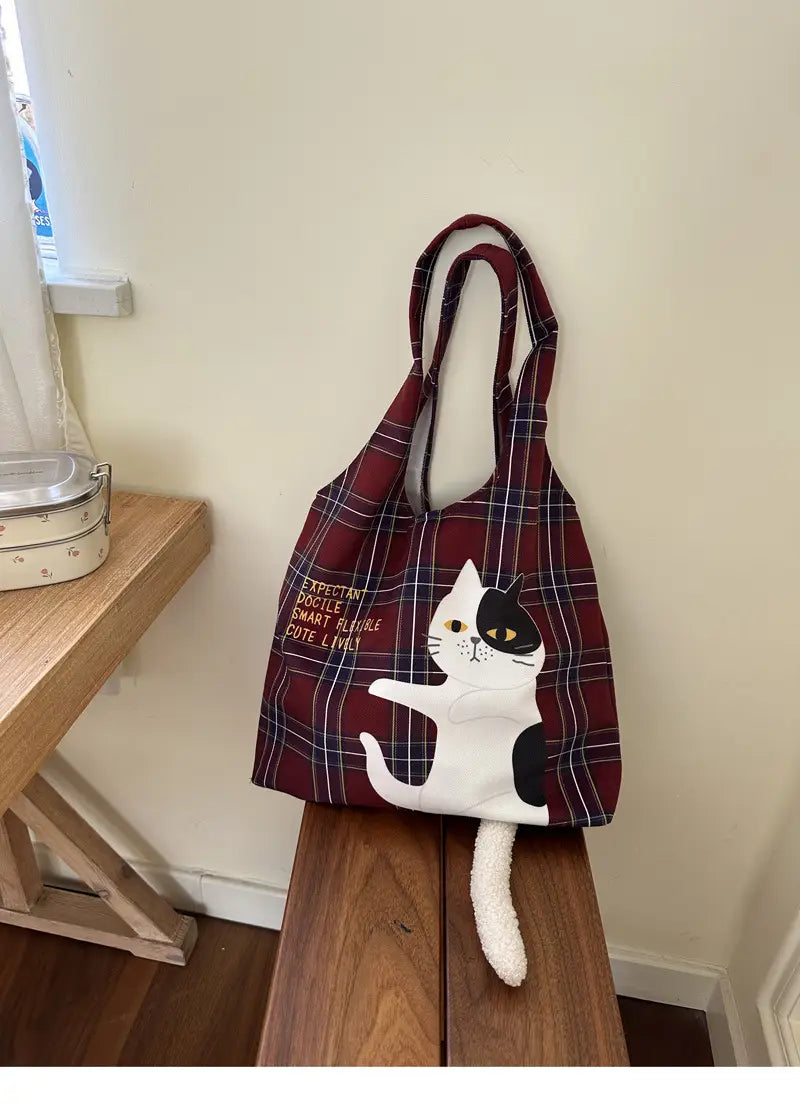 Plaid Flocking Cat Vest with Scottish and Soft Plush Design