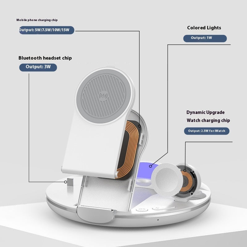 Folding Three-in-one Wireless Charger Vertical Desktop Phone Holder - Folding Three-in-One Wireless Charger for Lazy