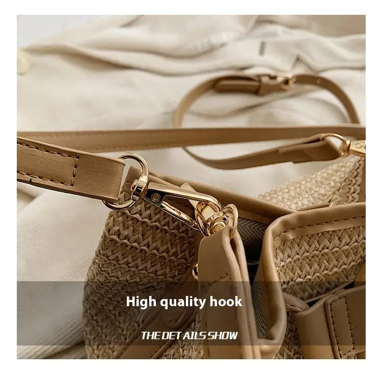 Kudottu ruskea aprikoosi maito tee olkalaukku neliömäinen ristikukkaro hihnalla