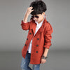 Boys' Mid-length Trend Casual Trench Coat - Red