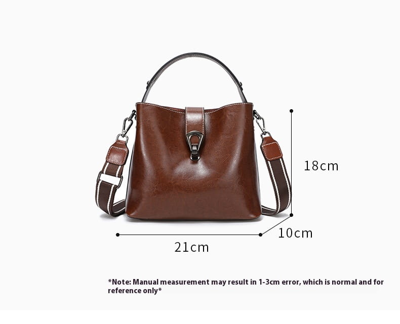 Winter Bucket Bag Shoulder Messenger with Leather and Polyester Cotton Lining